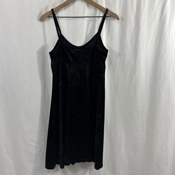 Sostanza Black Velvet Strappy Skater Dark Romantic Babydoll Dress Womens Size L - Picture 2 of 8